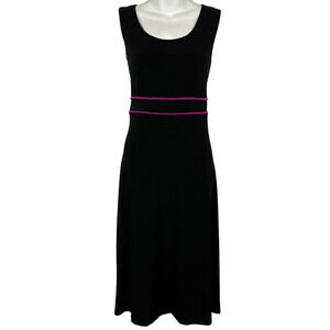 Madison Leigh Womens Black Pink Sleeveless Jersey Knit Stretch Midi Dress sz 10